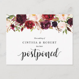 Cartão Postal Adiamento do Elopemento de Casamento Florais de Bo