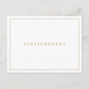 Cartão Postal Adiamento Dourado Monograma Simples de Casamento