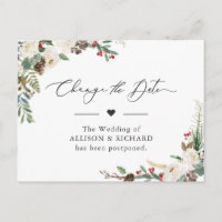 Adiar a Data Rústico Floral de Inverno Adiado