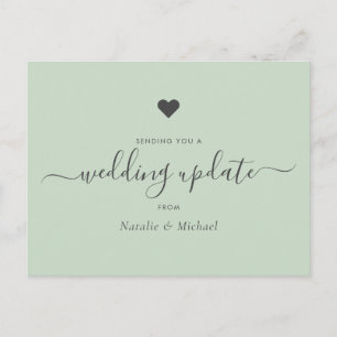Cartão Postal Adiar Atualização de Casamento Elegante Script Gre