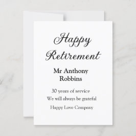 Cartão Postal Adição de aposentadoria feliz anos de serviço apos