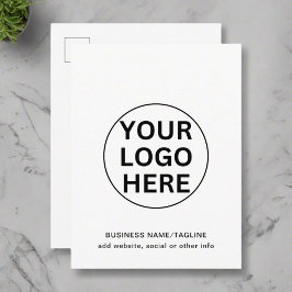 Cartão Postal Adicionar seu texto e logotipo Promocional preto e