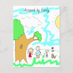 Cartão Postal Adicione a Trabalho de arte do seu Filho a isto