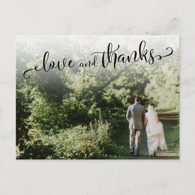 Cartão Postal Adicione sua foto de casamento, 'amor e agradecime (Frente)