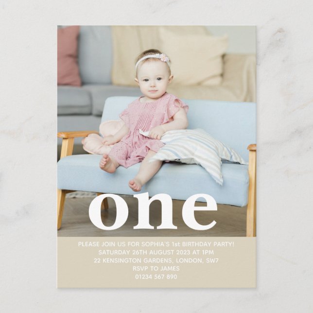 Cartão Postal Adicione sua própria foto Um Primeiro Aniversário (Frente)