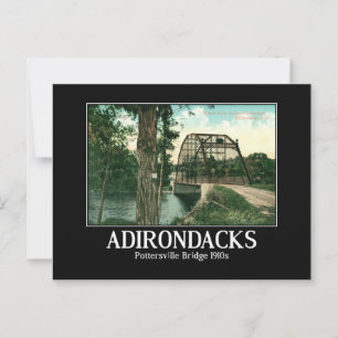 Cartão Postal Adirondacks, Pottersville NY Bridge Vintage