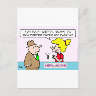 Cartão Postal admissões de plástico em papel de capa do hospital