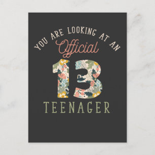 Cartão Postal Adolescente Oficial Aniversário de 13 anos Menina 