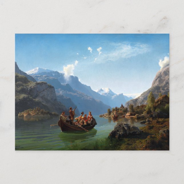 Cartão Postal Adolph Tidemand & Hans Gude Procissão Bridal (Frente)