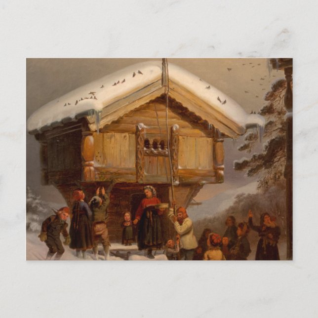 Cartão postal Adolph Tidemand - Tradições de Natal (Frente)