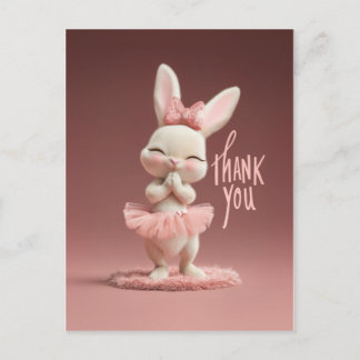 Cartão Postal Adorable Baby Bunny in Pink Tutu Thank You