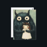 Cartão Postal Adorable Girl and Her Monster Friend Fantasy<br><div class="desc">An adorable girl and her monster friend storybook fantasy AI generated art</div>