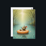Cartão Postal Adorable Mouse Floating on a Lake<br><div class="desc">An adorable little mouse floating on a floatie in the lake</div>