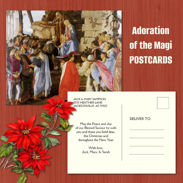 Cartão Postal Adoração de Natal da Religião da Epifania Magi (Adoration of the Magi Christmas and Epiphany Postcards)