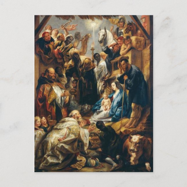 Cartão Postal Adoração do Magi por Jacob Jordaens (Frente)