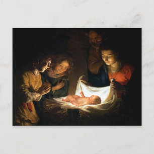 Cartão Postal Adoração do Menino Jesus - Honthorst