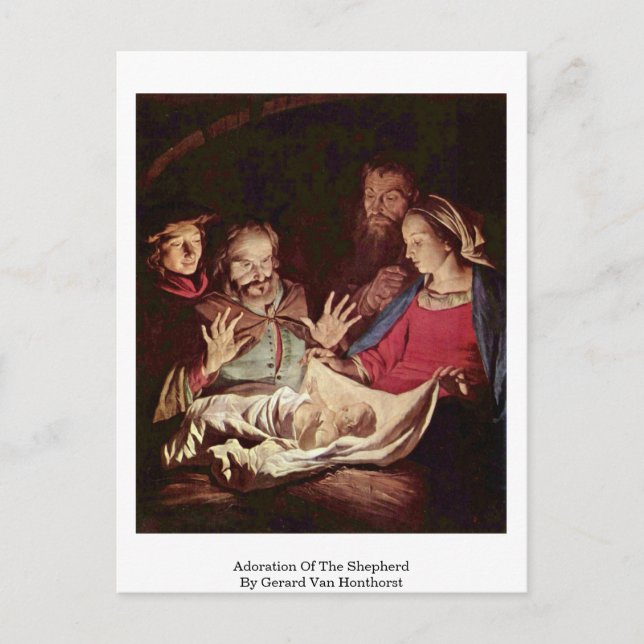 Cartão Postal Adoração Do Pastor Por Gerard Van Honthorst (Frente)