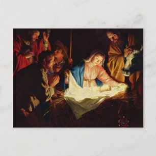Cartão Postal Adoração dos Pastores - Honthorst