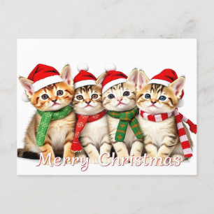 Cartão Postal Adoráveis gatos de Natal Pet Lover