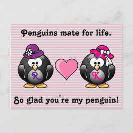 Cartão Postal Adoráveis Pinguins Lésbicas Duas Noivas Coração Ch