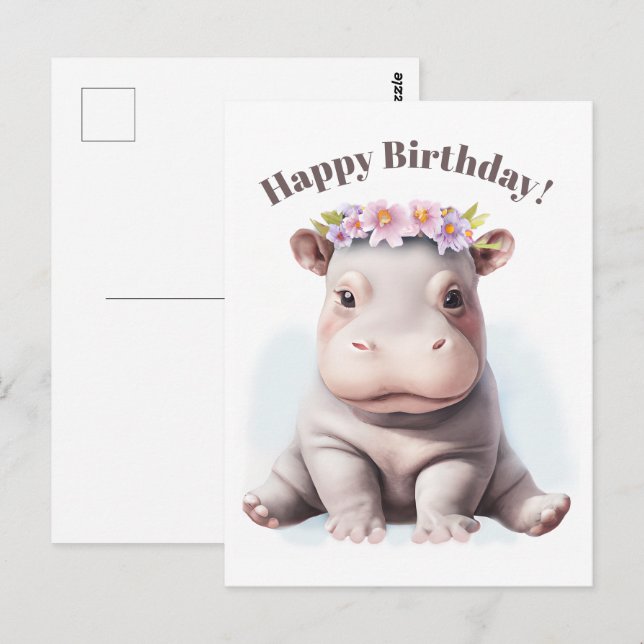 Cartão Postal Adorável Bebê Hippopotamus (Frente/Verso)
