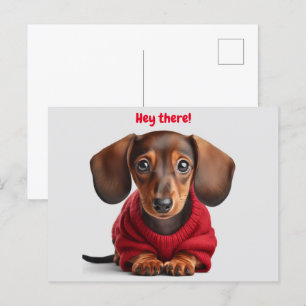 Cartão Postal Adorável cachorrinho Dachshund 