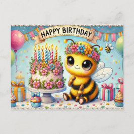 Cartão Postal Adorável Celebração de Abelhas de Aniversário