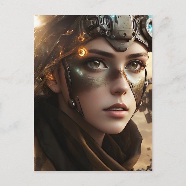 Cartão Postal Adorável ciborgue futurístico (Frente)