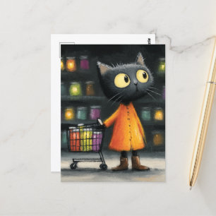 Cartão Postal Adorável compro de mercearia preto