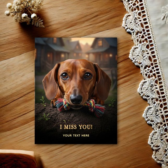 Cartão Postal Adorável Dachshund Eu Sinto Saudades (Criador carregado)