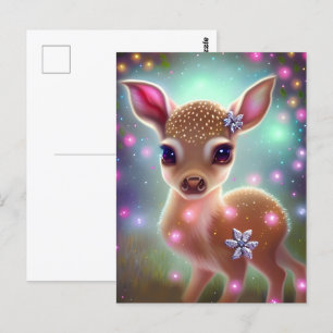 Cartão Postal Adorável Fawn Natal