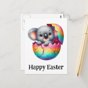 Cartão Postal Adorável Fofa Engraçada Ursa Koala de Páscoa