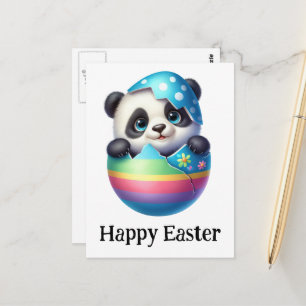 Cartão Postal Adorável Fofinho Coelho de Páscoa Panda Bebê