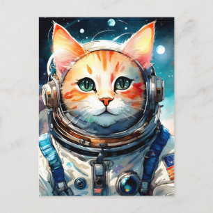 Cartão Postal Adorável Gato Astronauta dos EUA