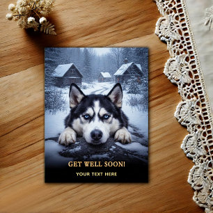Cartão Postal Adorável Husky Siberiano Melhoras