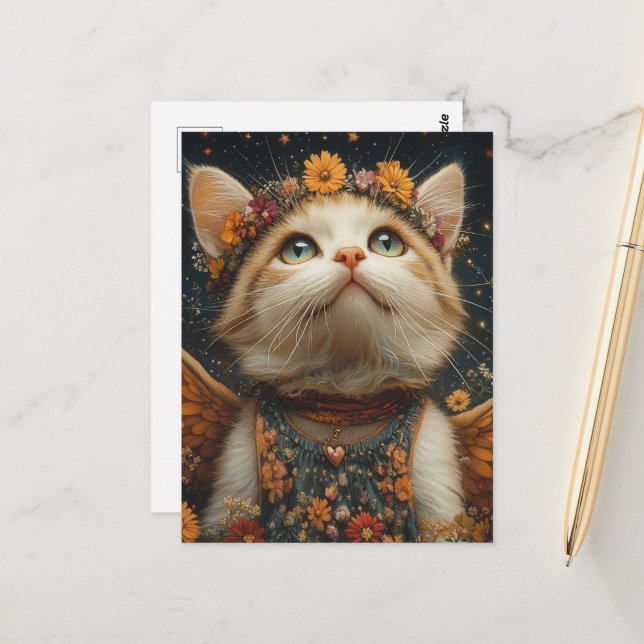 Cartão Postal Adorável Kitten Angel (Frente/Verso In Situ)