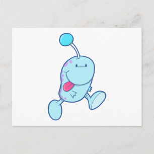 Cartão Postal adorável monstro azul desajeitado