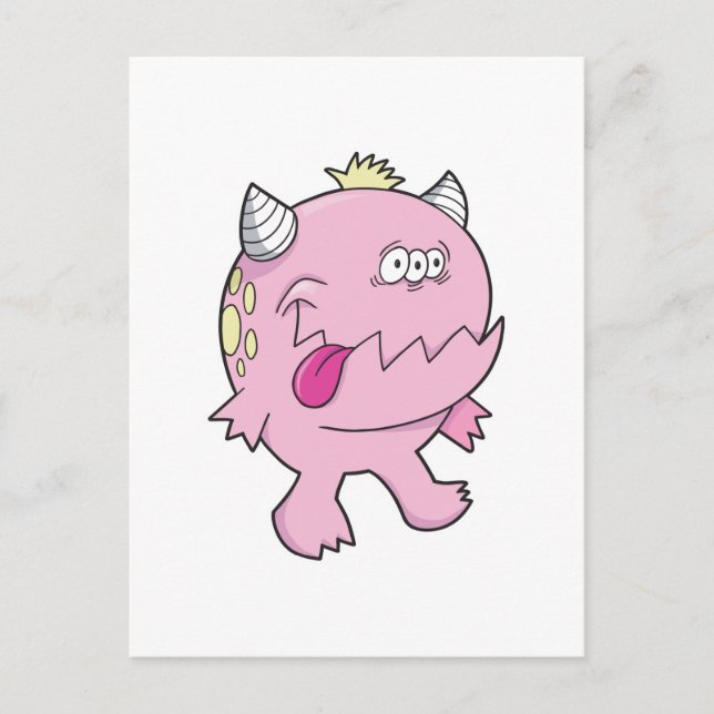 Cartão Postal adorável monstro cor-de-rosa (Frente)