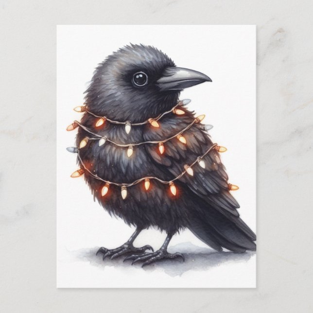 Cartão Postal Adorável Natal Raven (Frente)