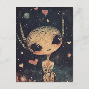 Cartão Postal Adorável Pequeno Alien