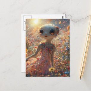 Cartão Postal Adorável Pequeno Alien