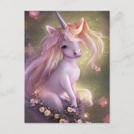 Cartão Postal Adorável Pink Baby Unicorn