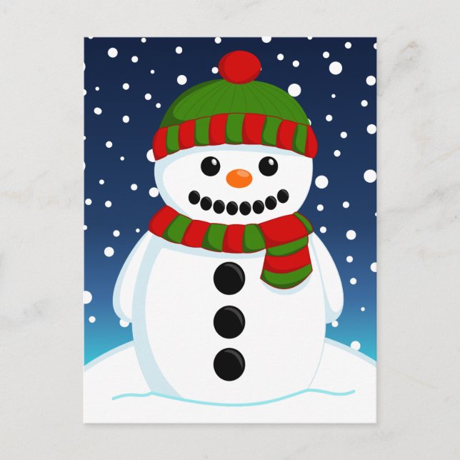Cartão Postal Adorável Snowman de Natal (Frente)