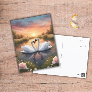 Cartão Postal Adorável Swans
