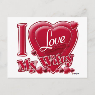 Cartão Postal Adoro a minha Wifey Red - coração