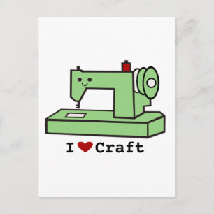 Cartão Postal Adoro Artesanato - Máquina de costura Kawaii