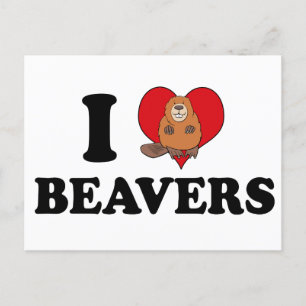 Cartão Postal Adoro Beavers Engraçado
