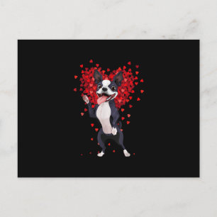 Cartão Postal Adoro Boston Terrier Funny Heart Namorados Gift