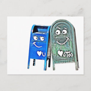 Cartão Postal adoro caixas de correio: eu te amo