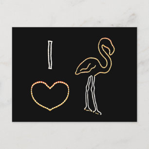 Cartão Postal Adoro Cartaz Neon Flamingos